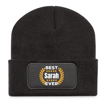 Best Sarah Ever Legend Name Gift - Recycled Patch Beanie - dark grey - Front