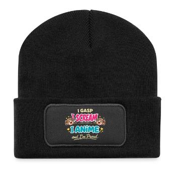 Anime-fangirl Schreit Anime-reaktion - Recycelte Patch Beanie - Schwarz - Vorne