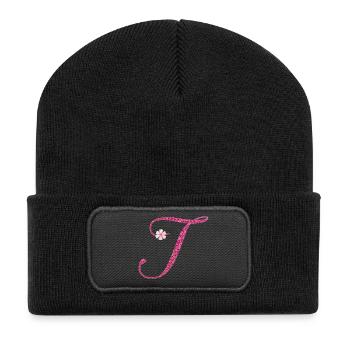 « T », un signe de puissance silencieuse - Beanie recyclé à patch - noir - Devant
