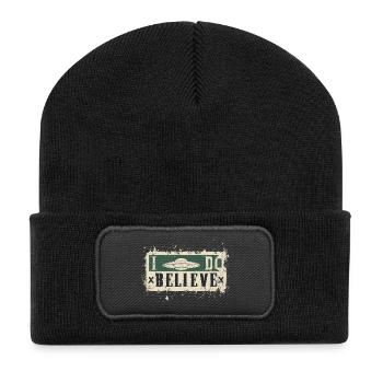 Je crois aux OVNI - Beanie recyclé à patch - noir - Devant