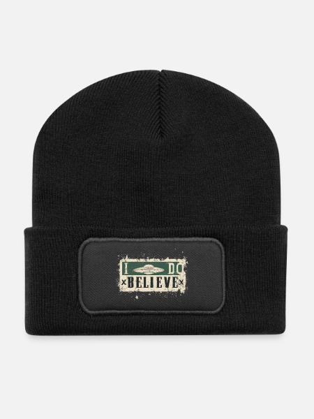 Ich glaube an UFOs - Recycelte Patch Beanie - Schwarz