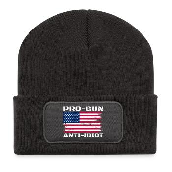Pro-Waffen, Anti-Idiot - Recycelte Patch Beanie - Dunkelgrau - Vorne