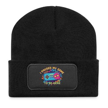 Retro Controller Meme Tee - Recycelte Patch Beanie - Schwarz - Vorne