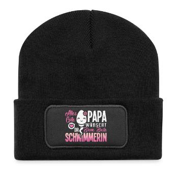 All the best dad wishes you your best swimmer - Recycled Patch Beanie - black - Front