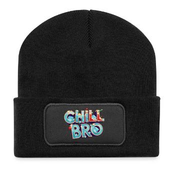 Chill Bro Cocktail Lettering - Recycled Patch Beanie - black - Front