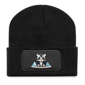 Panda low-poly aux montagnes de glace - Beanie recyclé à patch - noir - Devant