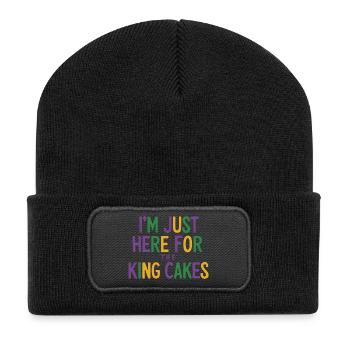 I'm Just Here For The King Cakes - Recycled Patch Beanie - black - Front