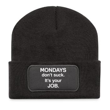 Les lundis ne sont pas nuls, c’est ton boulot - Humour - Beanie recyclé à patch - charbon - Devant
