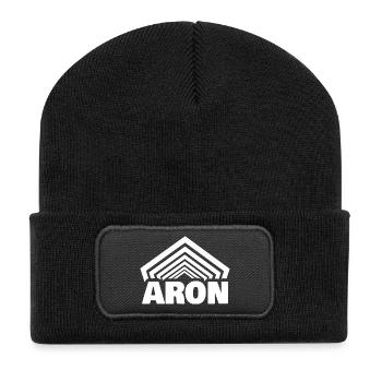 Prénom Aron - Beanie recyclé à patch - noir - Devant