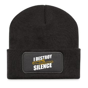 Destroy silence Posaune Posaunenspieler Posaunist - Recycelte Patch Beanie - Dunkelgrau - Vorne