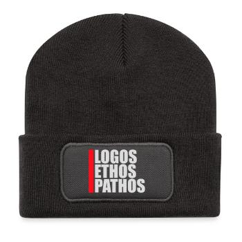 Logos Ethos Pathos Rhétorique Étudiant en Philosophie - Beanie recyclé à patch - charbon - Devant