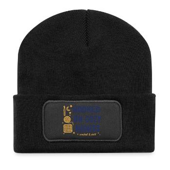 Amoureux du crochet accroché aux nuits douillettes au crochet et - Beanie recyclé à patch - noir - Devant