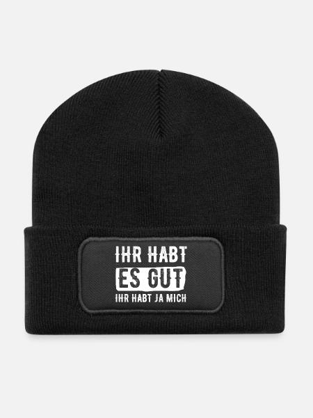 Ihr habt es gut ihr habt ja mich - Recycelte Patch Beanie - Schwarz