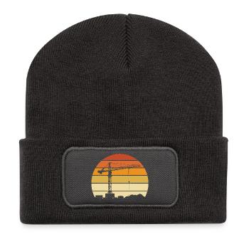 Crane Operator Retro Design – Construction Site & Construction Crane - Recycled Patch Beanie - dark grey - Front