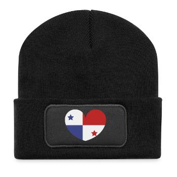 Panama heart flag - Recycled Patch Beanie - black - Front