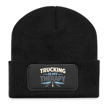 Trucking Therapy Road is my therapy trucker - Recycled Patch Beanie - black - Front
