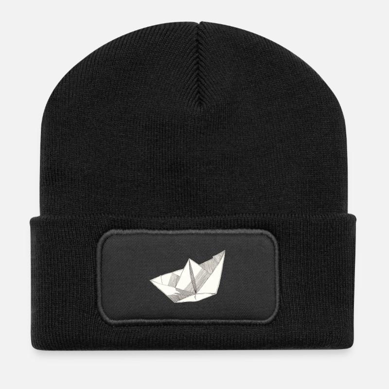 Papierschiff - Recycelte Patch Beanie - Schwarz