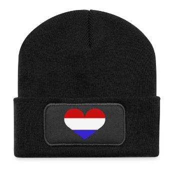 Drapeau du cœur des Pays-Bas - Beanie recyclé à patch - noir - Devant
