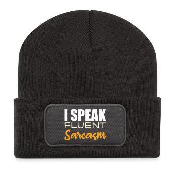 Je parle couramment le sarcasme - Beanie recyclé à patch - charbon - Devant