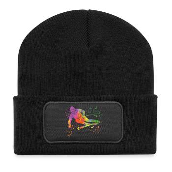 Ski alpin Sports d’hiver Ski nordique - Beanie recyclé à patch - noir - Devant