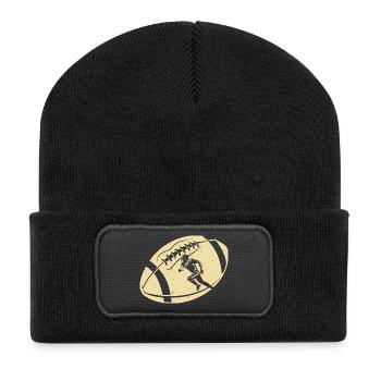 American Football Rugby - Recycelte Patch Beanie - Schwarz - Vorne