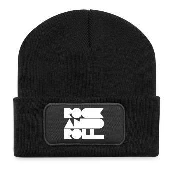 Rock and Roll Geometric Bold Cool Typografie - Recycelte Patch Beanie - Schwarz - Vorne