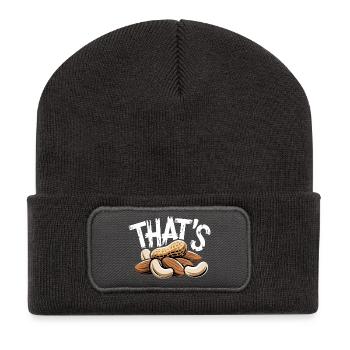 C’EST un drôle de dire de noix avec des amandes à la cacahuète - Beanie recyclé à patch - charbon - Devant