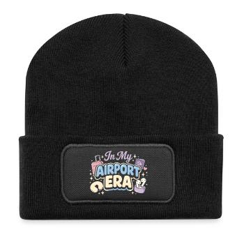 Reiseangst-humor, Flughafen-chaos, Fliegen Ist - Recycelte Patch Beanie - Schwarz - Vorne