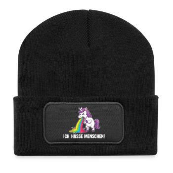 Funny Unicorn I Hate People Rainbow - Recycled Patch Beanie - black - Front