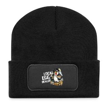 Poulet vendeur d’œufs local - Beanie recyclé à patch - noir - Devant