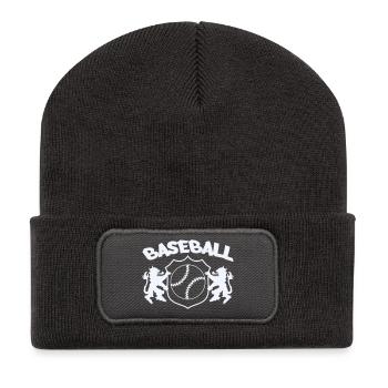Baseball Wappen - Recycelte Patch Beanie - Dunkelgrau - Vorne