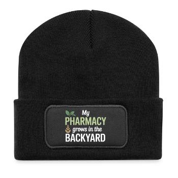 Zertifizierte Klinisch-Bio-Pharmakologie-Bekleidung - Recycelte Patch Beanie - Schwarz - Vorne