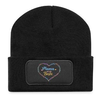 Mom is the best - heart - customizable - Recycled Patch Beanie - black - Front