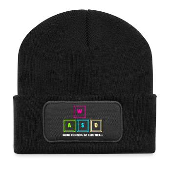 Zocken Computerspieler Zocker Gaming Gamer - Recycelte Patch Beanie - Schwarz - Vorne
