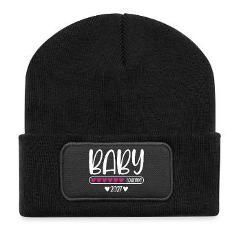 Baby 2027 charge charge heart loading bar - Beanie recyclé à patch - noir - Devant