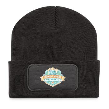 Zuhause ist, wo du parkst - Campen - Recycelte Patch Beanie - Dunkelgrau - Vorne