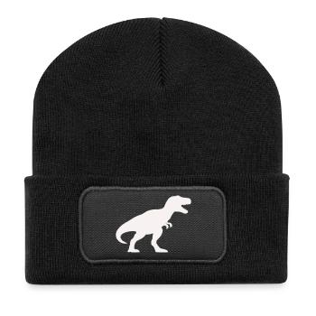 Dino Silhouette Tyrannosaurus Rex - Recycelte Patch Beanie - Schwarz - Vorne
