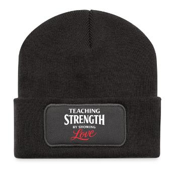 Stärke lehren, Liebe zeigen | Papa Herz - Recycelte Patch Beanie - Dunkelgrau - Vorne