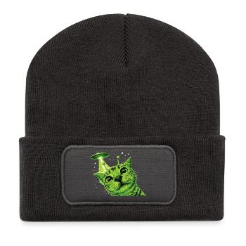 OVNI Alien Cat - Beanie recyclé à patch - charbon - Devant