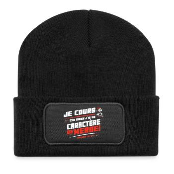 Ich laufe, sonst habe ich einen Charakter von ... - Recycelte Patch Beanie - Schwarz - Vorne