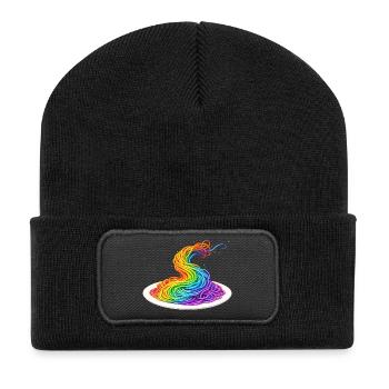 Rainbow Spaghetti Illustration - Recycled Patch Beanie - black - Front
