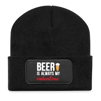 La bière est mon art de bière artisanale drôle de Saint-Valentin - Beanie recyclé à patch - noir - Devant