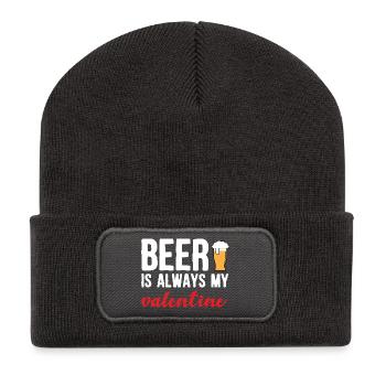 La bière est mon art de bière artisanale drôle de Saint-Valentin - Beanie recyclé à patch - charbon - Devant