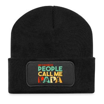 Mes personnes préférées m’appellent Papa Bûcheronnier - Beanie recyclé à patch - noir - Devant