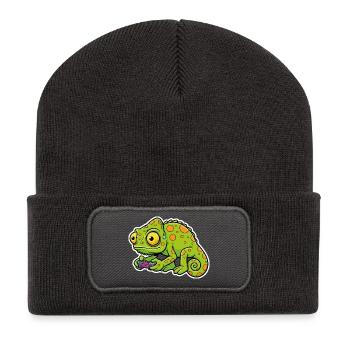 Caméléon Gamer Manette Jeux Vidéo Mascotte - Beanie recyclé à patch - charbon - Devant