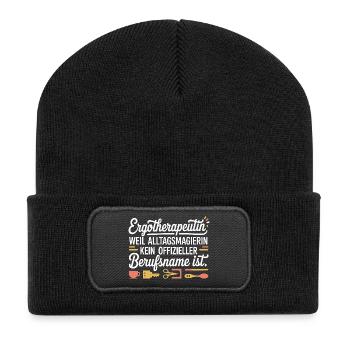 Ergotherapeutin Ergo Praxis Team Ergotherapie - Recycelte Patch Beanie - Schwarz - Vorne
