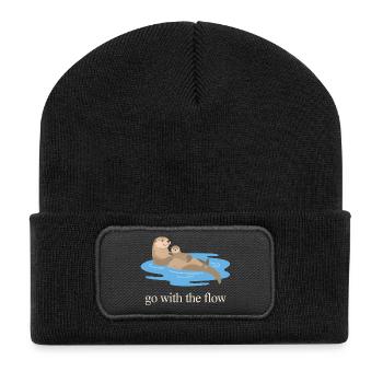 Nimm das Flow Otter Duo - Recycelte Patch Beanie - Schwarz - Vorne