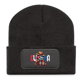Cuba Pride & Home - Design du drapeau de Cuba - Beanie recyclé à patch - charbon - Devant