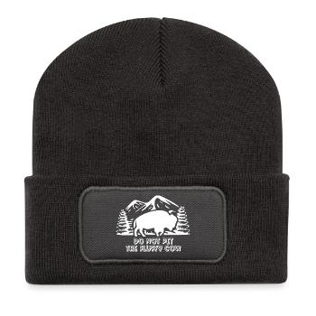 Ne caressez pas la vache duveteuse - Beanie recyclé à patch - charbon - Devant