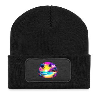 Île Sunset sur la plage tropicale - Beanie recyclé à patch - noir - Devant
